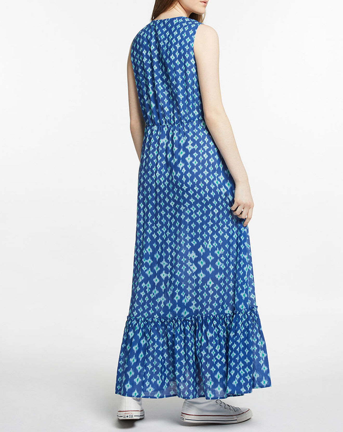 Galeries Lafayette Robe maxi Gloria imprimé bleue