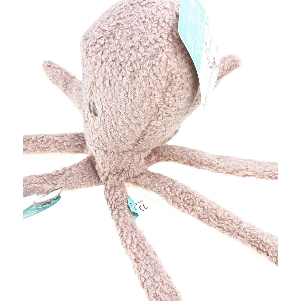 Jouet en tissu poulpe rose 33 cm tufflove pour chien