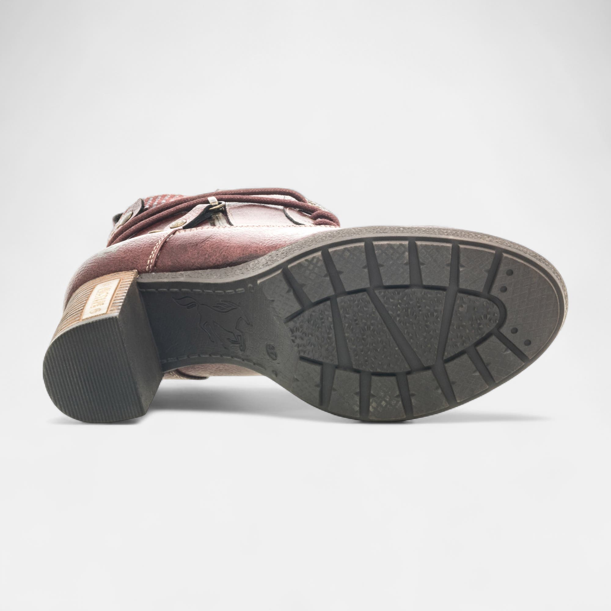 Bottines à lacets à talon Femme bordeaux