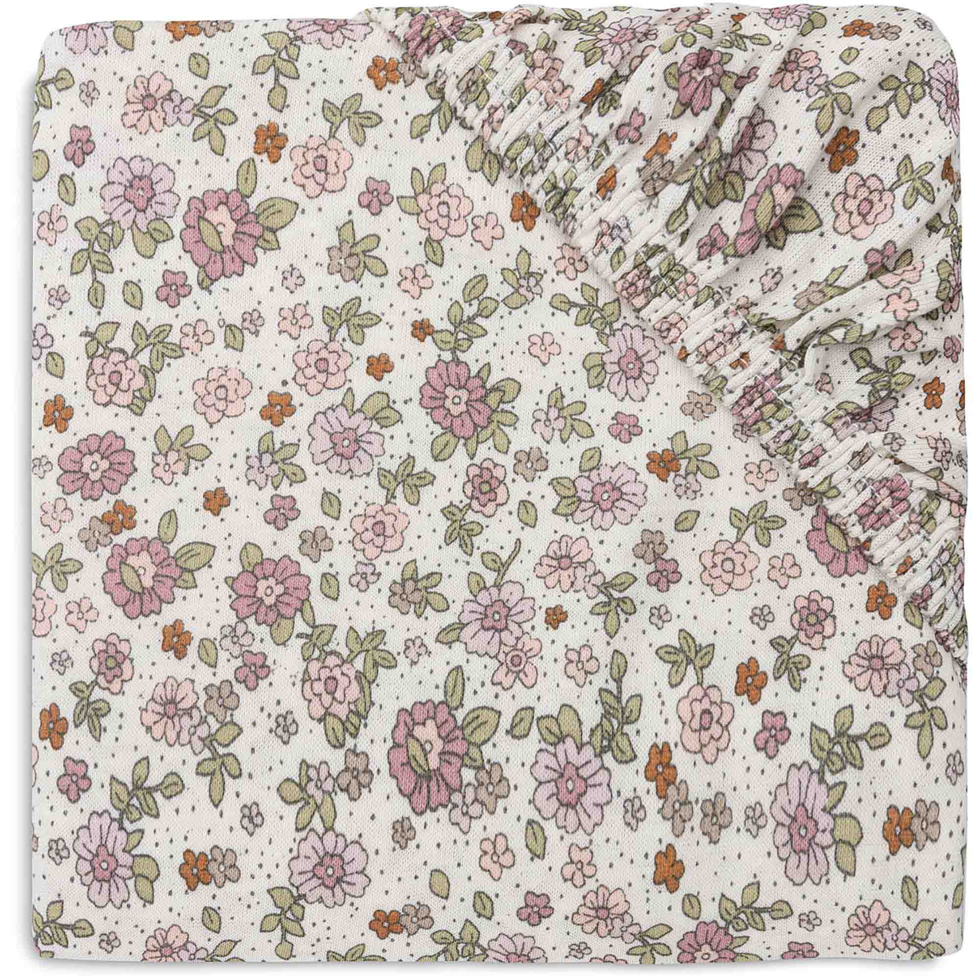 Jollein wieg hoeslaken retro flowers wit