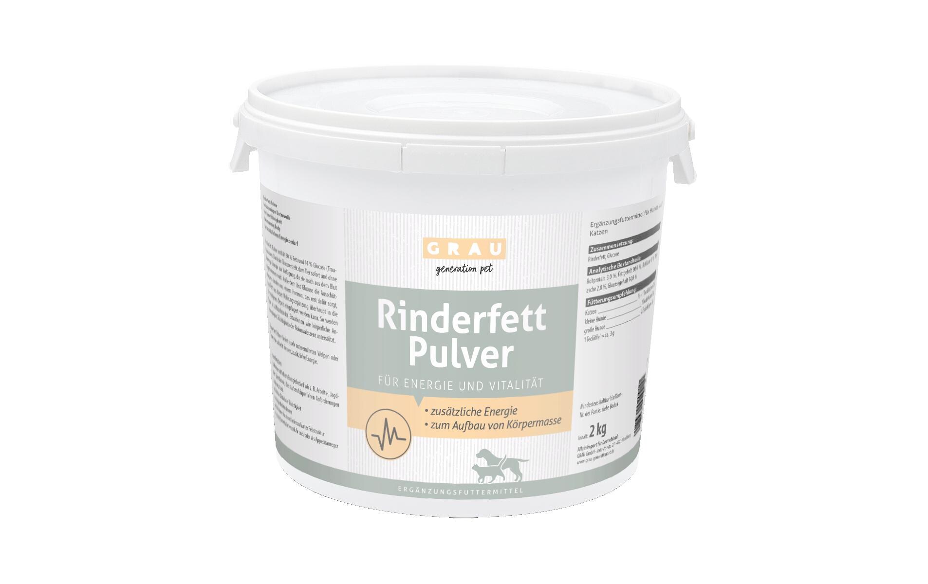 Hunde-Nahrungsergänzung Rinderfett Pulver, 2 kgErgänzungsfuttermittel für Hunde und Katzen