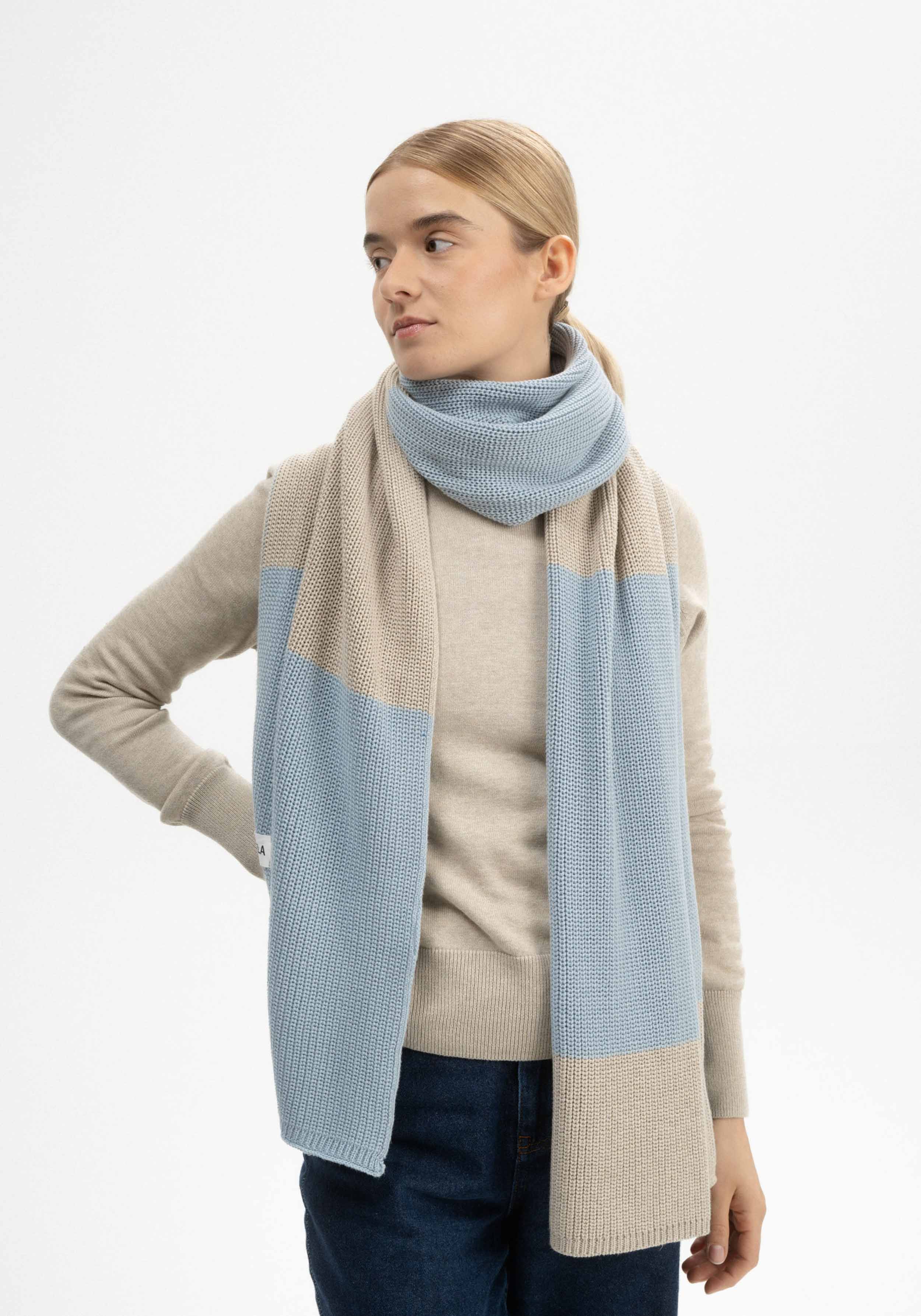Mela Schal Kazim Multicolor Cloudy Blue/Kiesel Melange