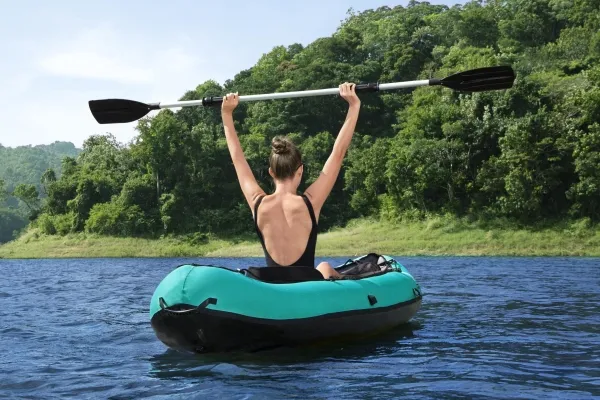 Bestway 65118 - Oppustelig kajak - 1 person(er) - 100 kg bæreevne, ISO 6185, Sort / Turkis, Nylon, Polyvinylchlorid (PVC)
