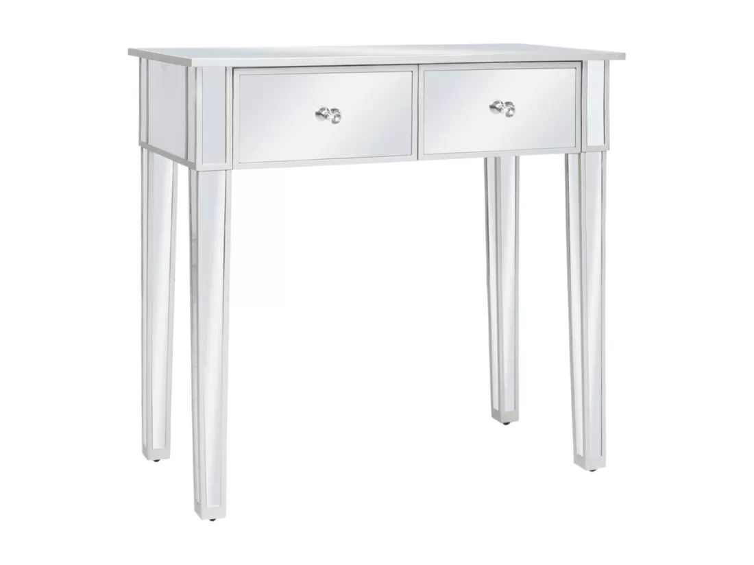 Coiffeuse miroir avec tabouret MDF et verre