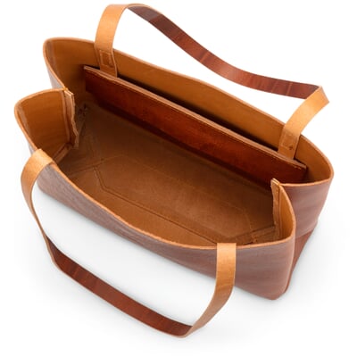 Ledershopper klein, cognac