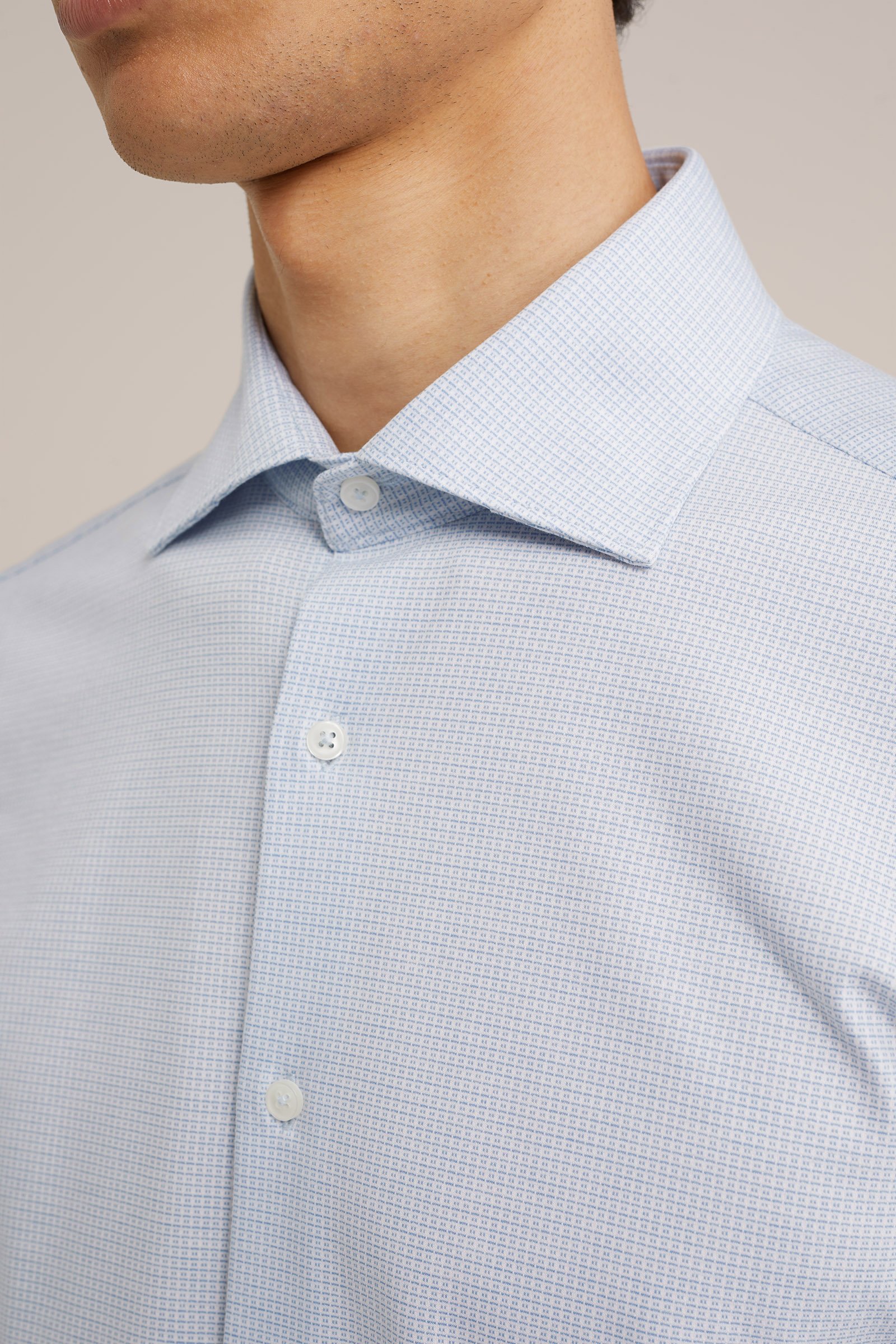premium gebreid overhemd met structuur WE Fashion Lichtblauw