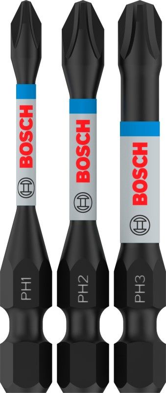 Bosch 2608522491 PRO Phillips slagschroefbit, PH1x55, PH2x55, PH3x55 mm, 3 stuks (3 stuks)