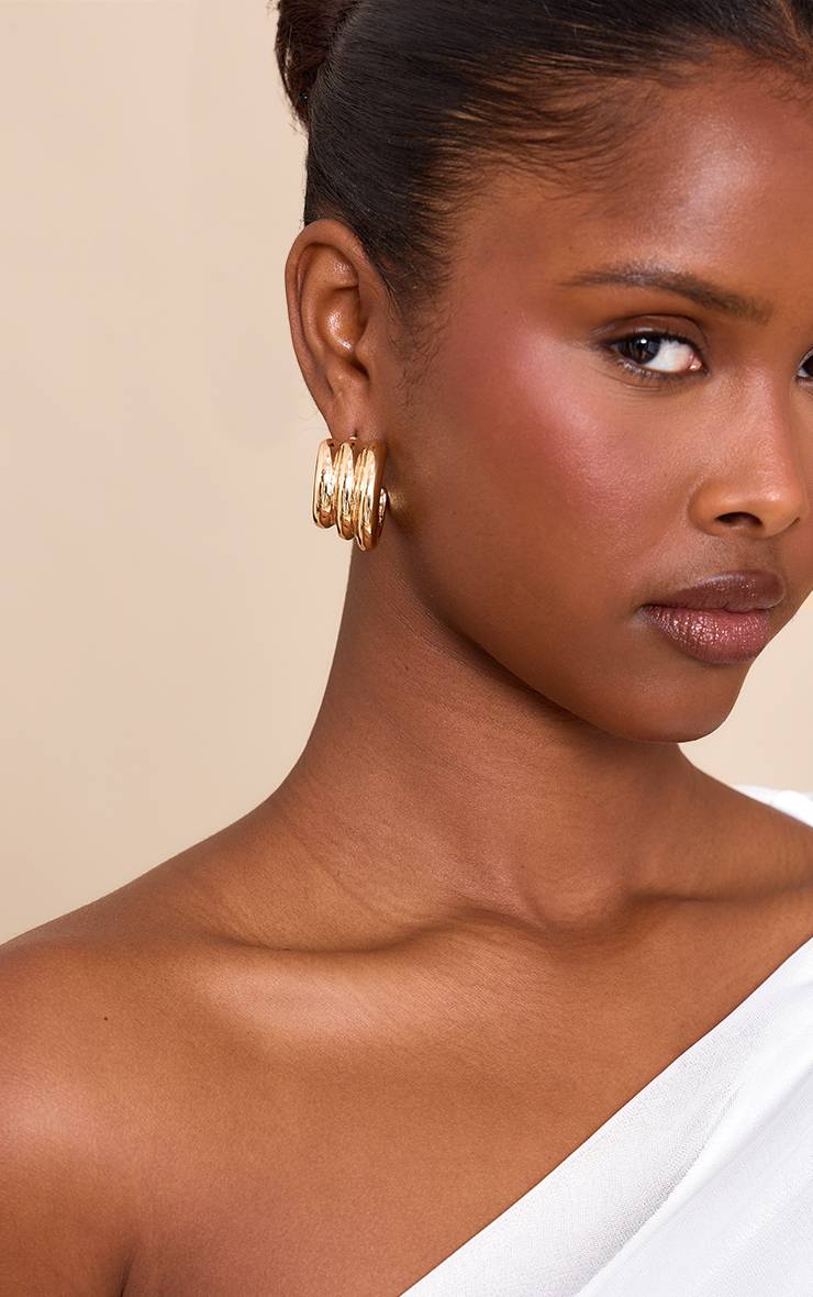 Doré Boucles D'oreilles Créoles Superposées