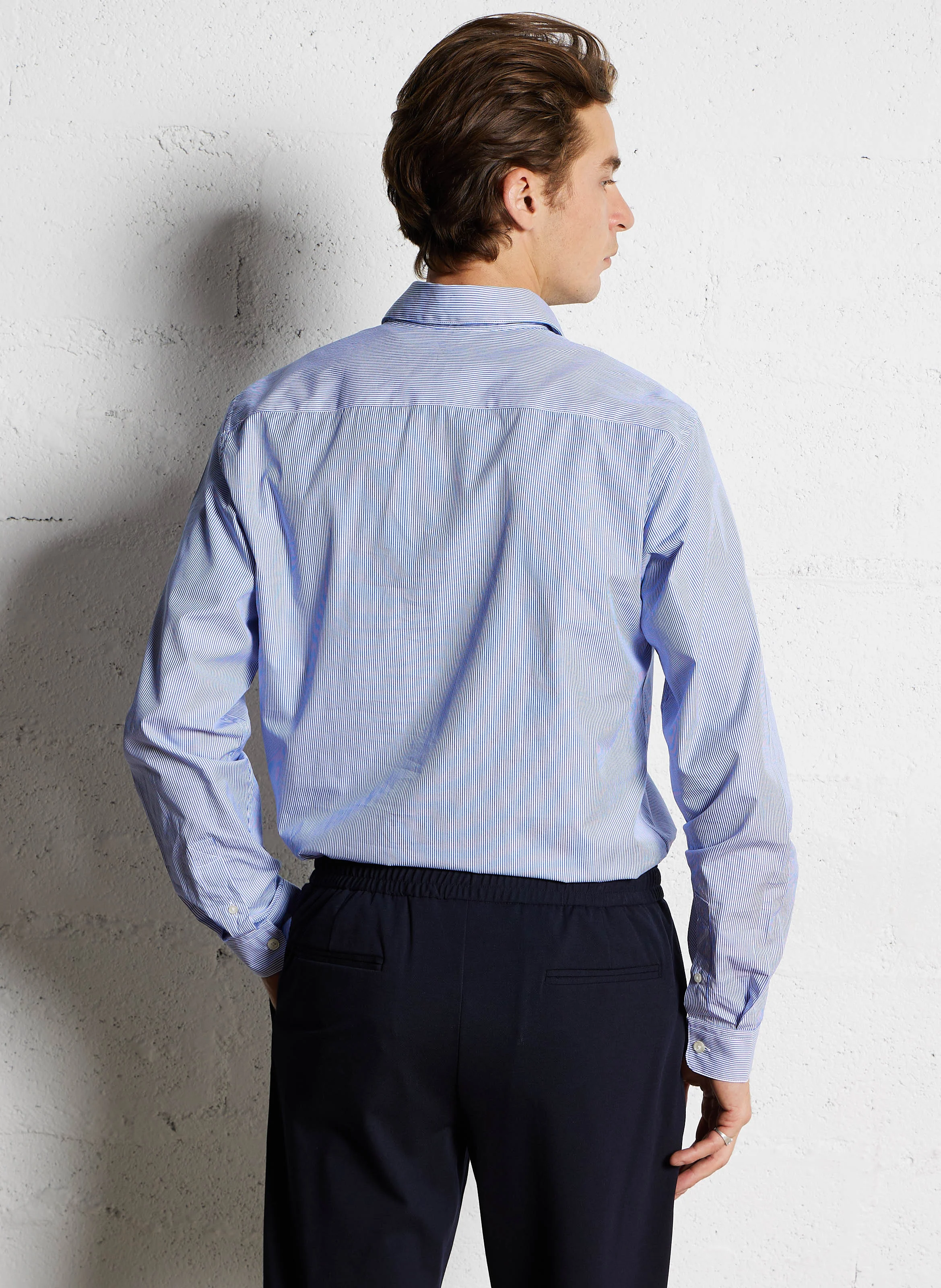 CAYUR - Chemise slim rayée en coton | Bleu