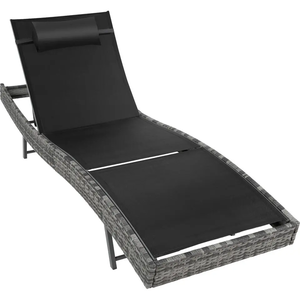 tectake Wicker ligbed Moana, Grijsgevlekt