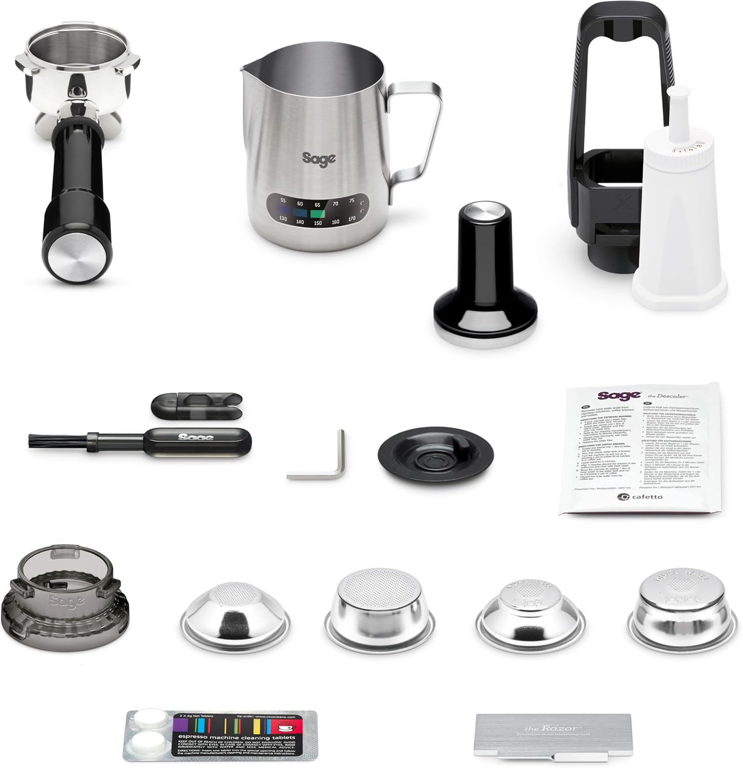 Sage - The Barista Express - Kaffeemaschine mit manuellem Milchaufschäumer & Mahlwerk - Automatisches Mahlen, individueller Milchschaum - Milchkännchen mit Temperaturkontrolle - Schwarzer Trüffel