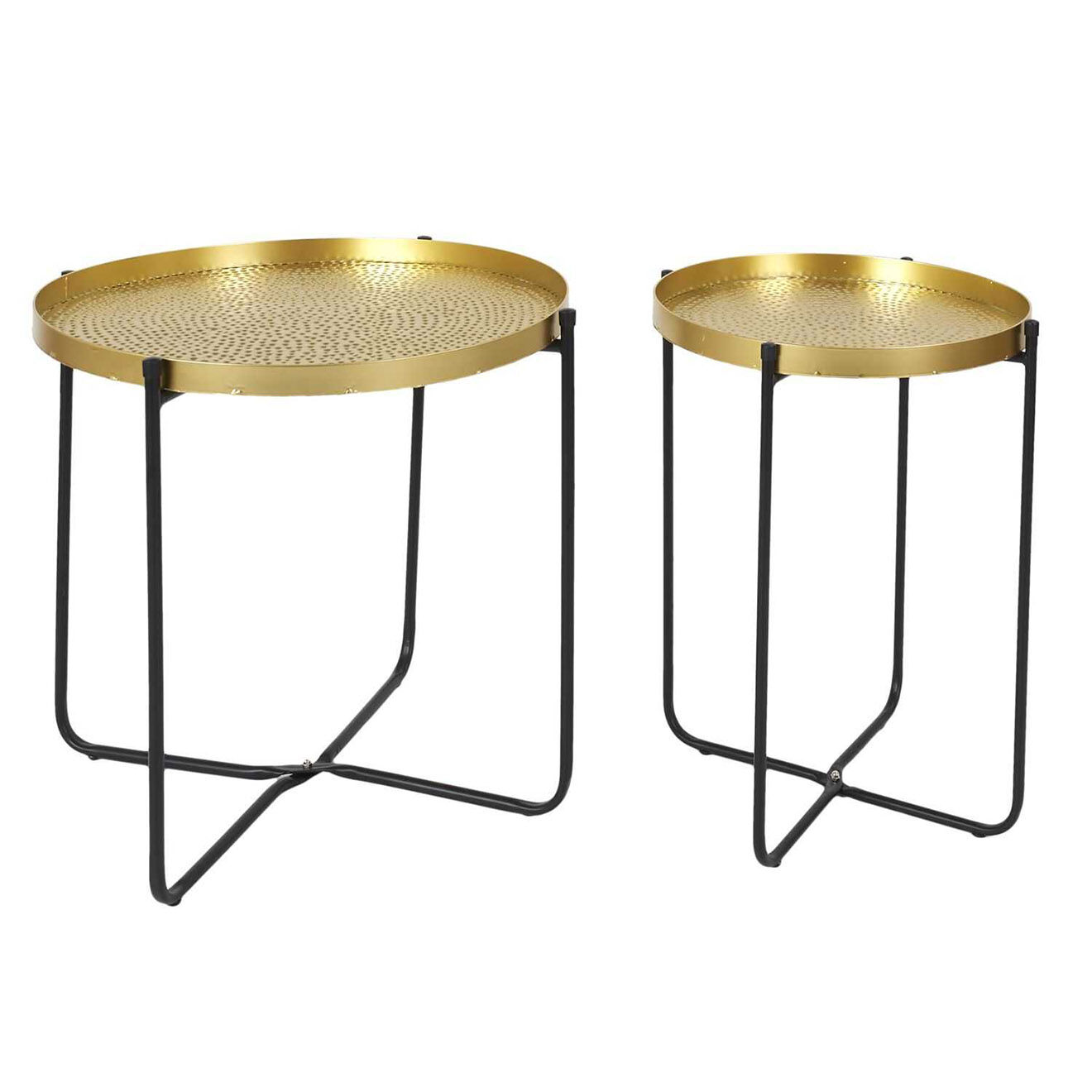 Home Deco Factory Table d'appoint métal martelé Alia doré/noir - 35x45x35 cm