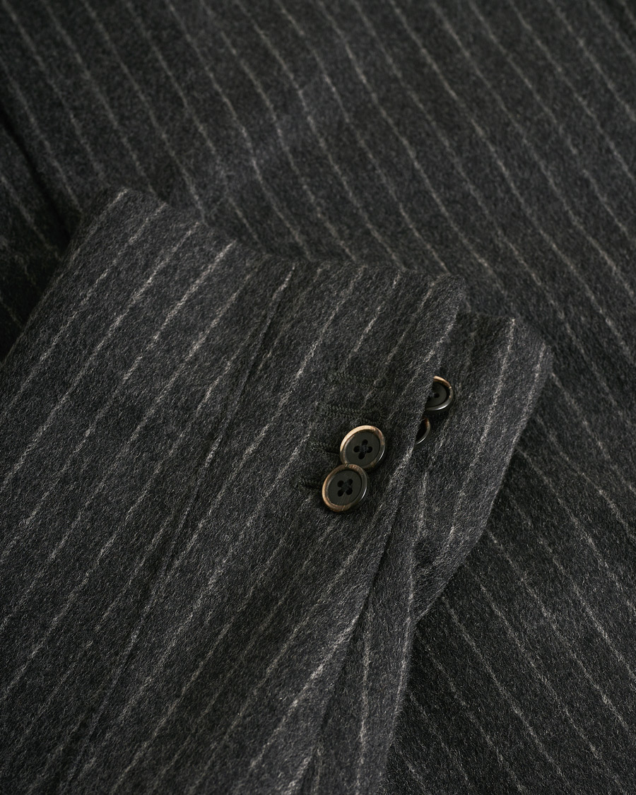 Corneliani ID Wool Zip Coat Charcoal Pinstripe 50