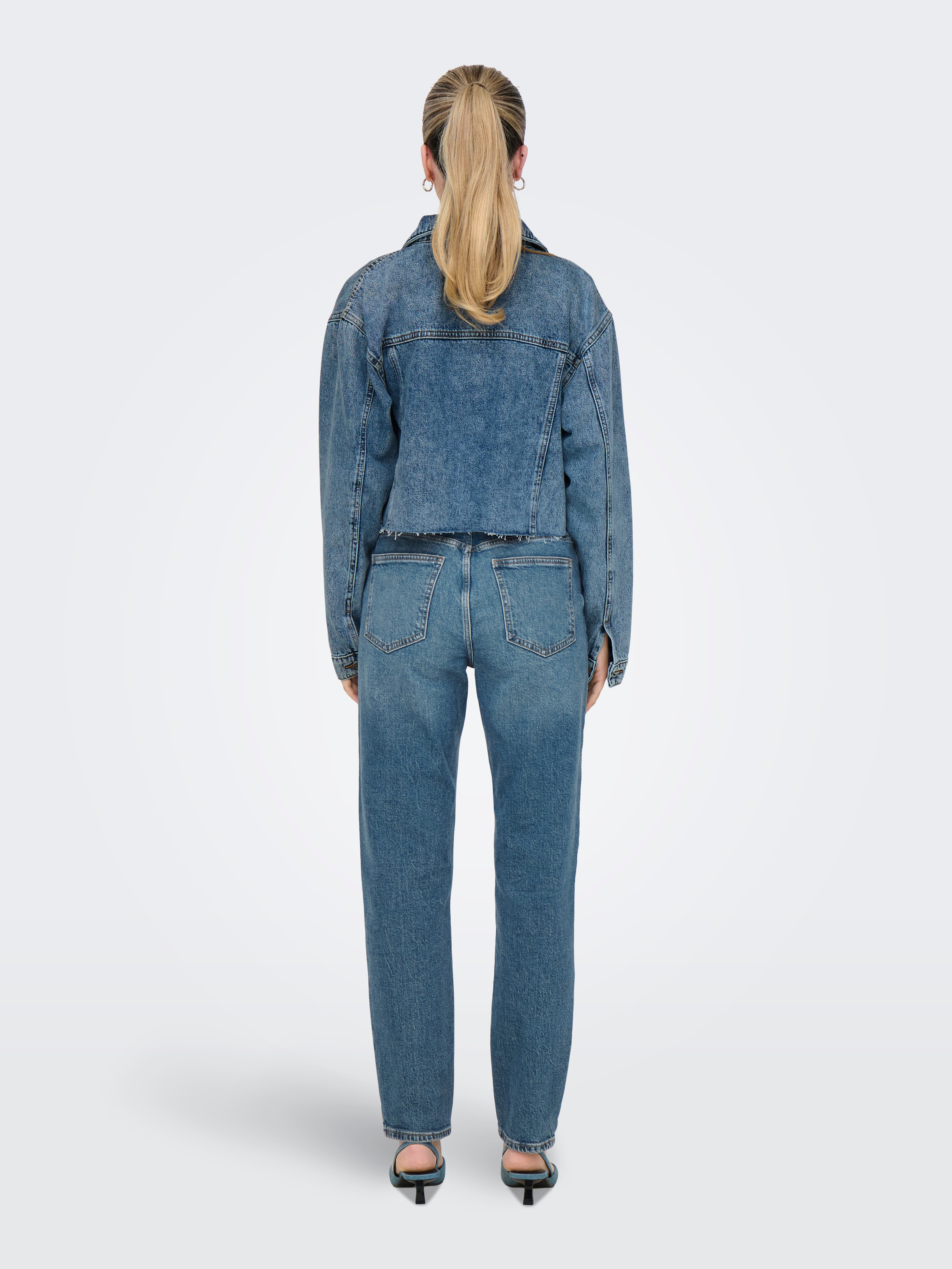 ONLEMILY Hohe Taille Gerade geschnitten Jeans Dark Blue Denim