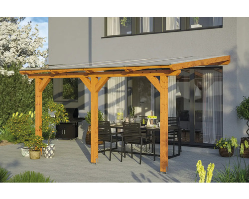 SKAN HOLZ Bormio terrasoverkapping, 434 x 250 cm, licht eiken