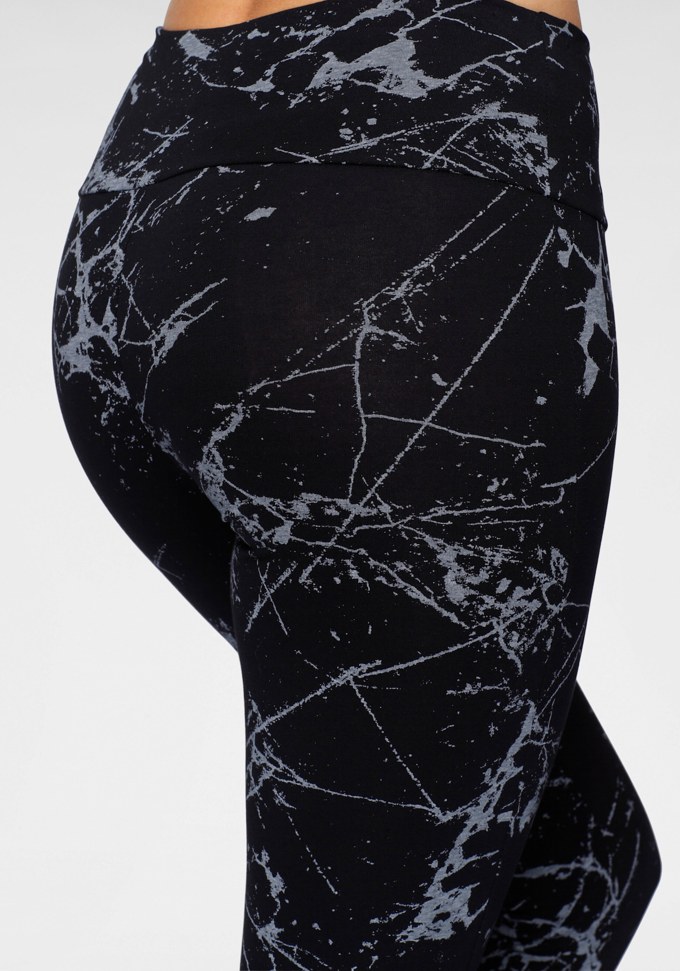 H.I.S Leggings in schwarz-bedruckt, schwarz-uni