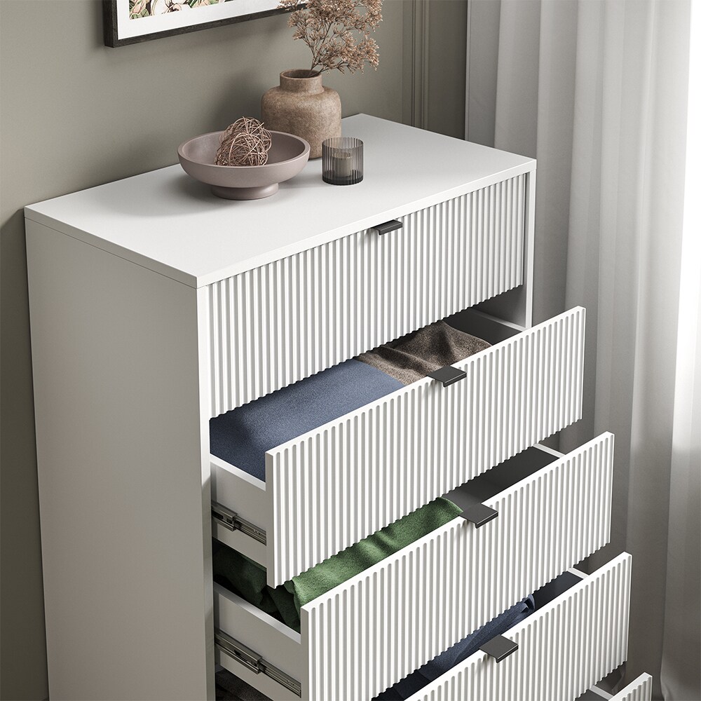 Vicco Kommode Eliza Weiß 76 x 120 cm mit 5 Schubladen