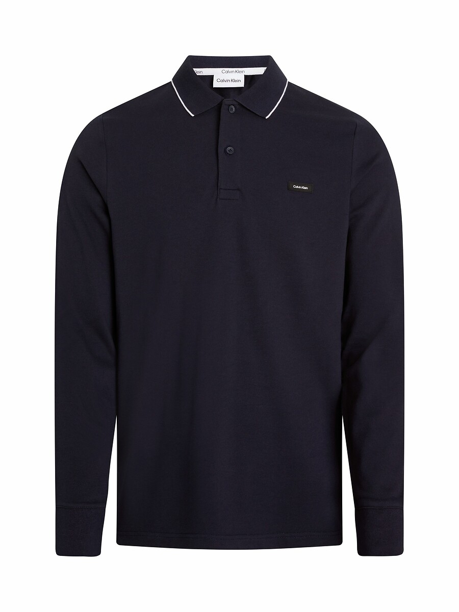 CALVIN KLEIN<br>Camisa polo de manga comprida, piqué elástico