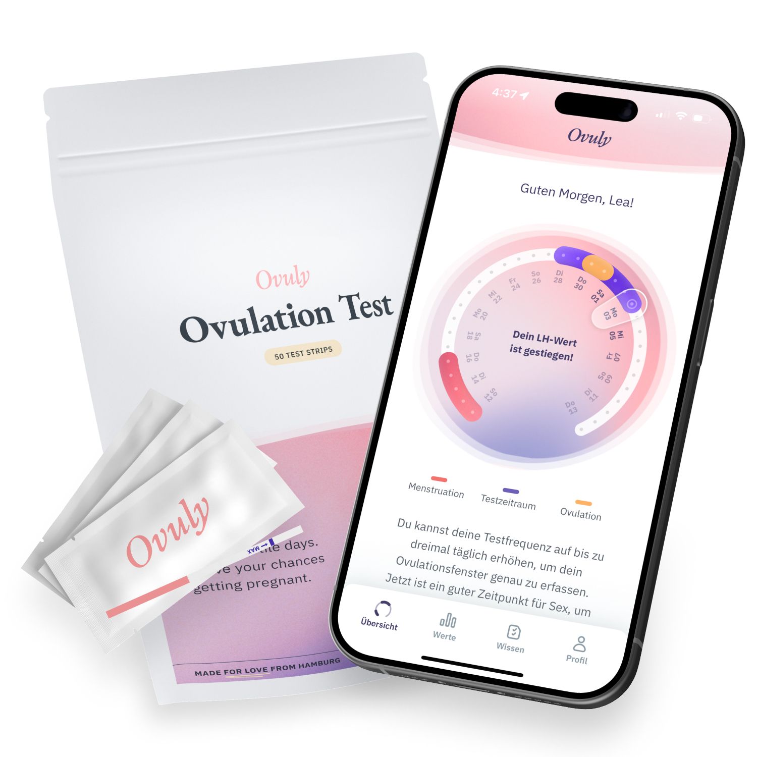 Ovuly - 50 Ovulationsteststreifen mit App