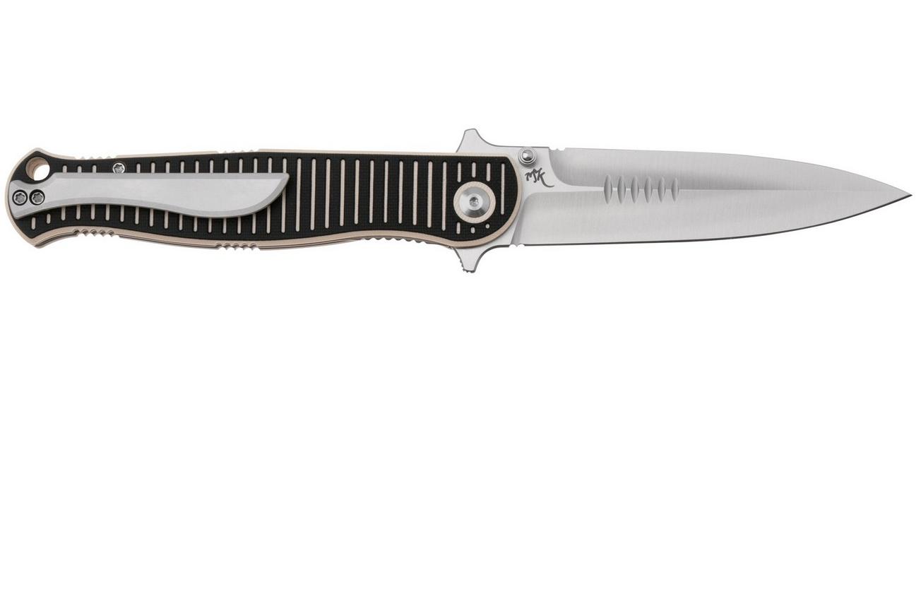 Civivi RS71 C23025-1 Satin Nitro-V, Milled Ivory Black G10 zakmes, Robert Saniscalchi design