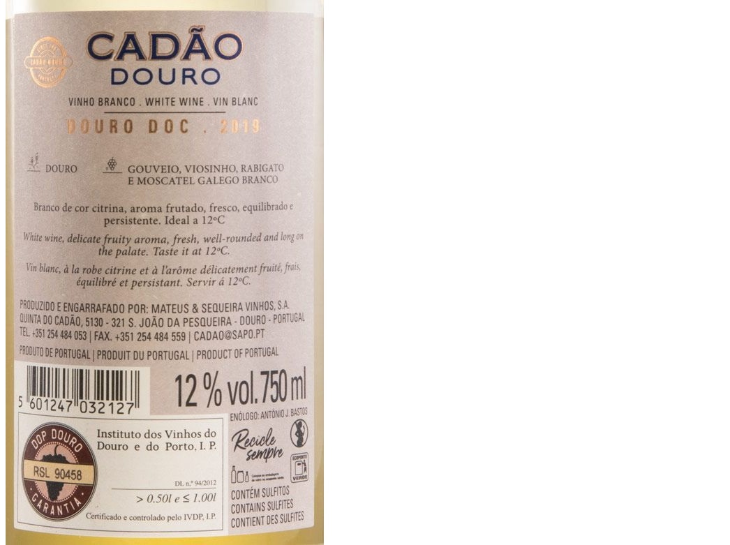 VINHO BRANCO CADÃO DOC DOURO 0.75L