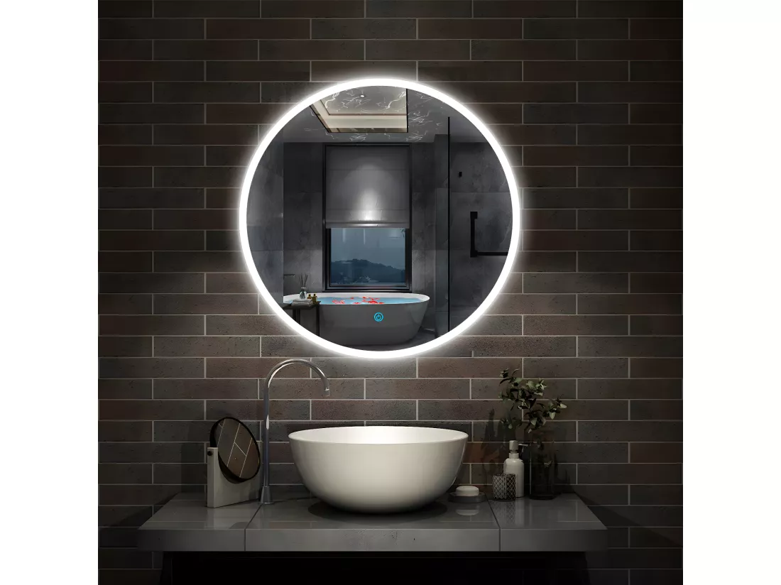 Miroir de Salle de Bain Rond Avec LED et Anti-buée Blanc Froid (6000K) 80cm Aica