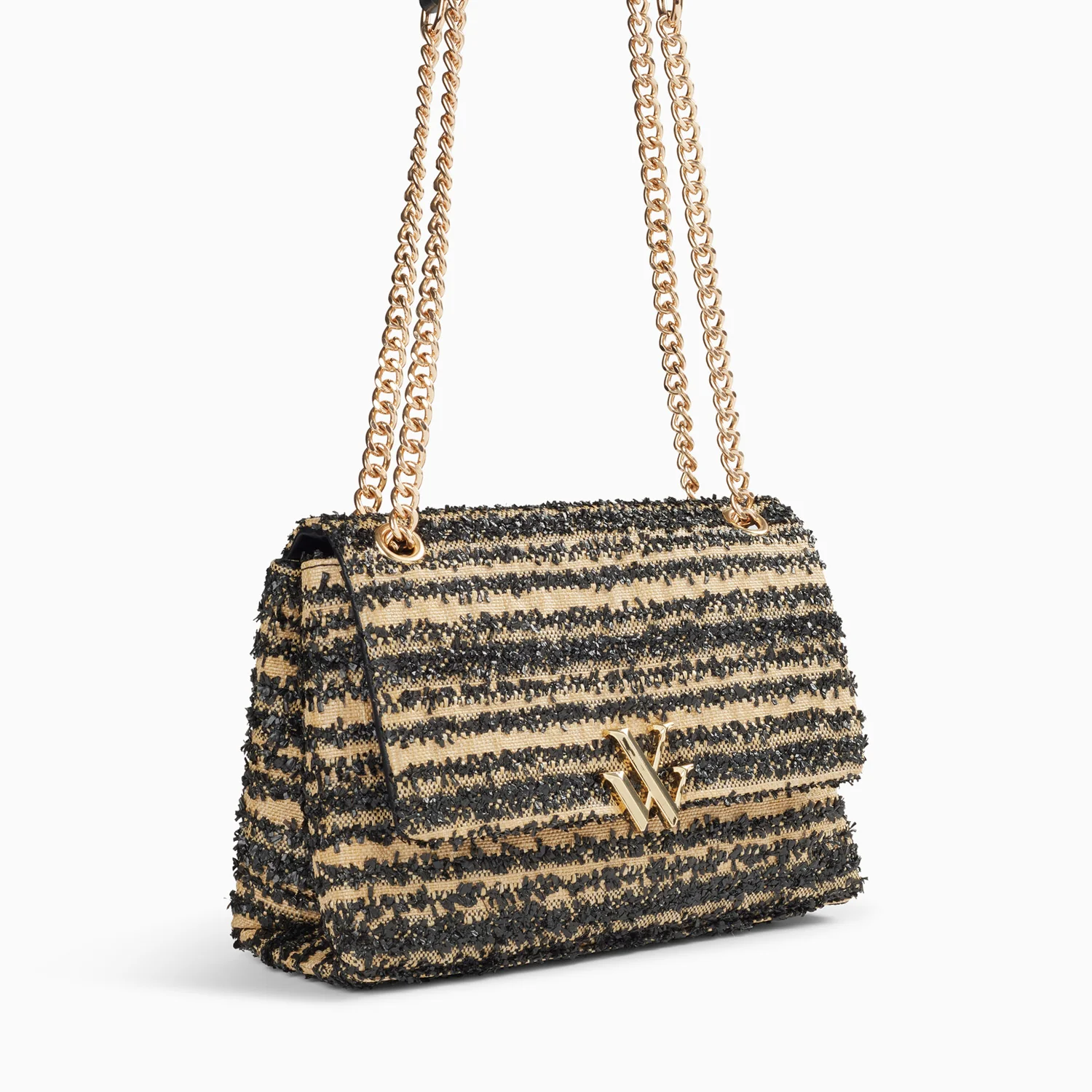 Sacs-Sac à main Naomi noir et beige à chaîne
