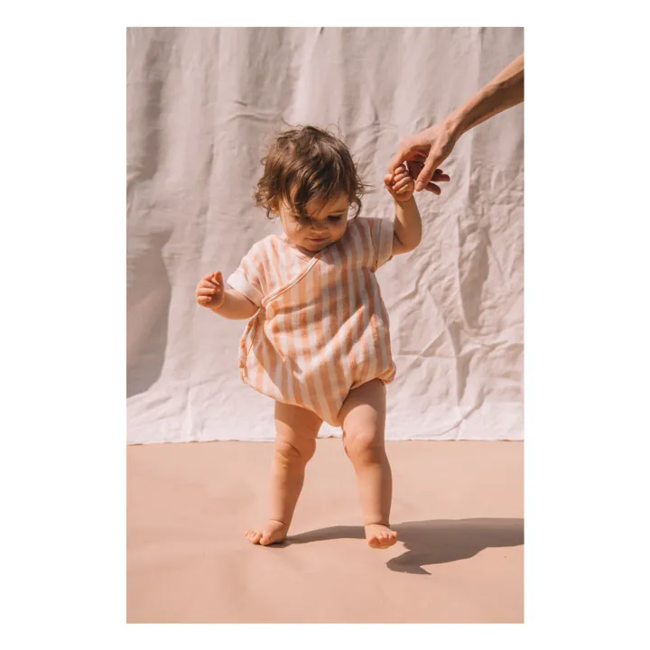 Studio Bohème Barboteuse Nuage Rayée | Vieux Rose