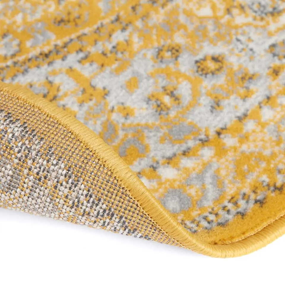 Interieur05 rond vloerkleed Keshan geel - 160 x 160 cm