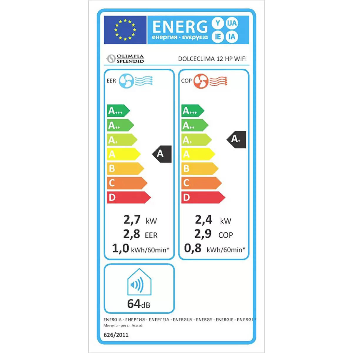 Klimagerät Dolceclima Silent 12 HP WIFI weiss