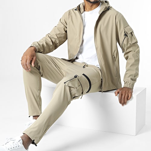 Ensemble Veste Zippée Et Pantalon Cargo Beige