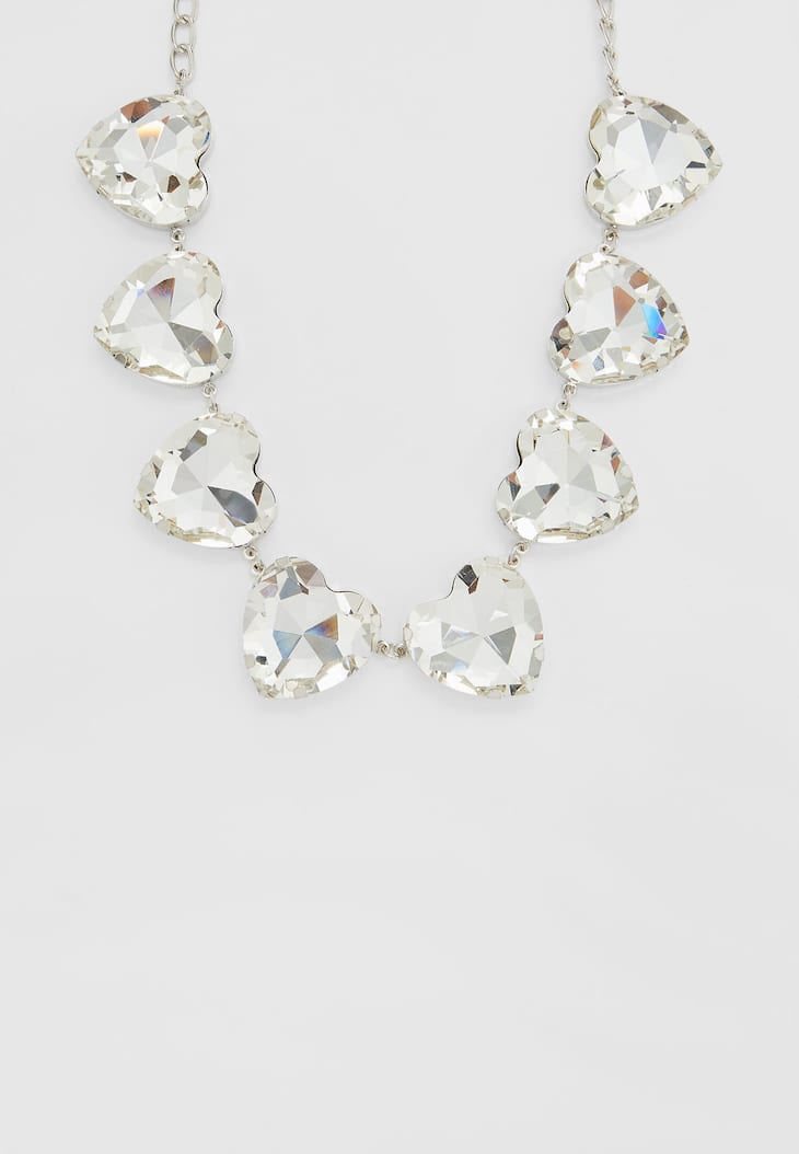 Colar de coração com strass