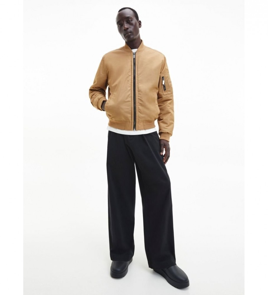 Jaqueta bomber de cetim marrom Calvin Klein
