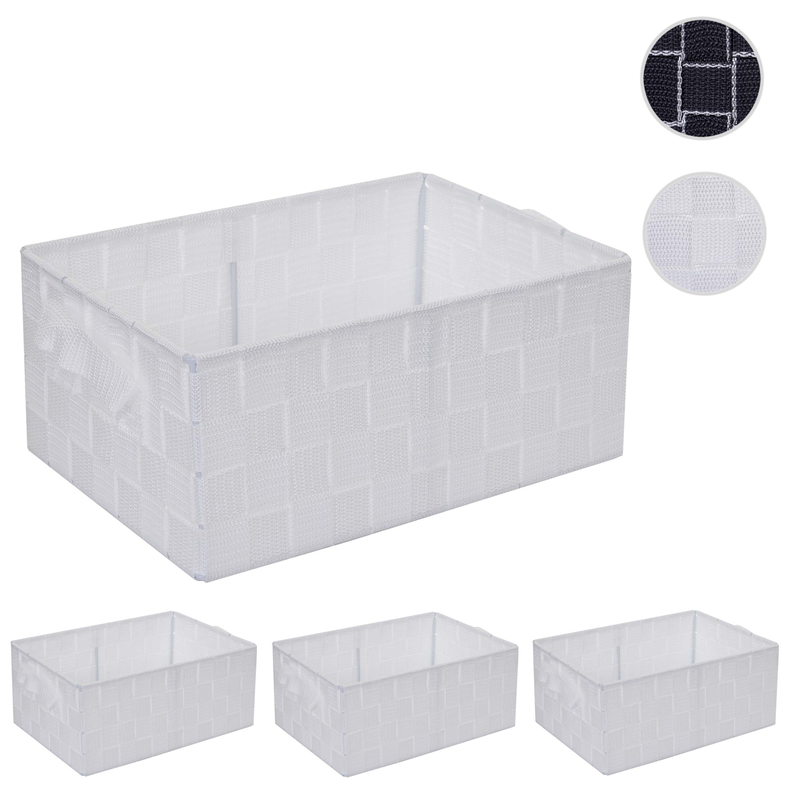4er-Set Aufbewahrungskorb MCW-C37, Dekokorb Korb Körbchen Aufbewahrung Regalkorb Deko 14er-Set 31x23cm ~ weiß