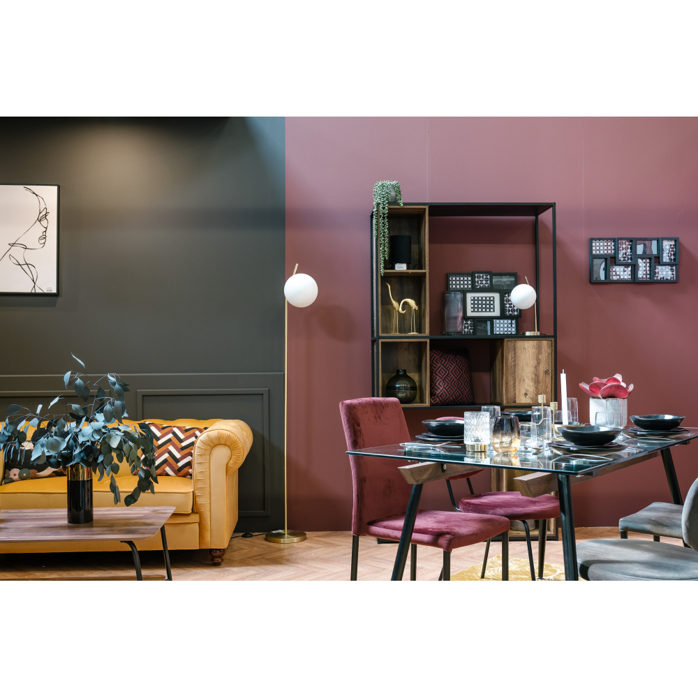 Etagère murale, salon, chambre, bibliothèque structure métal vintage noir/marron 7 rangements 107x35x200cm