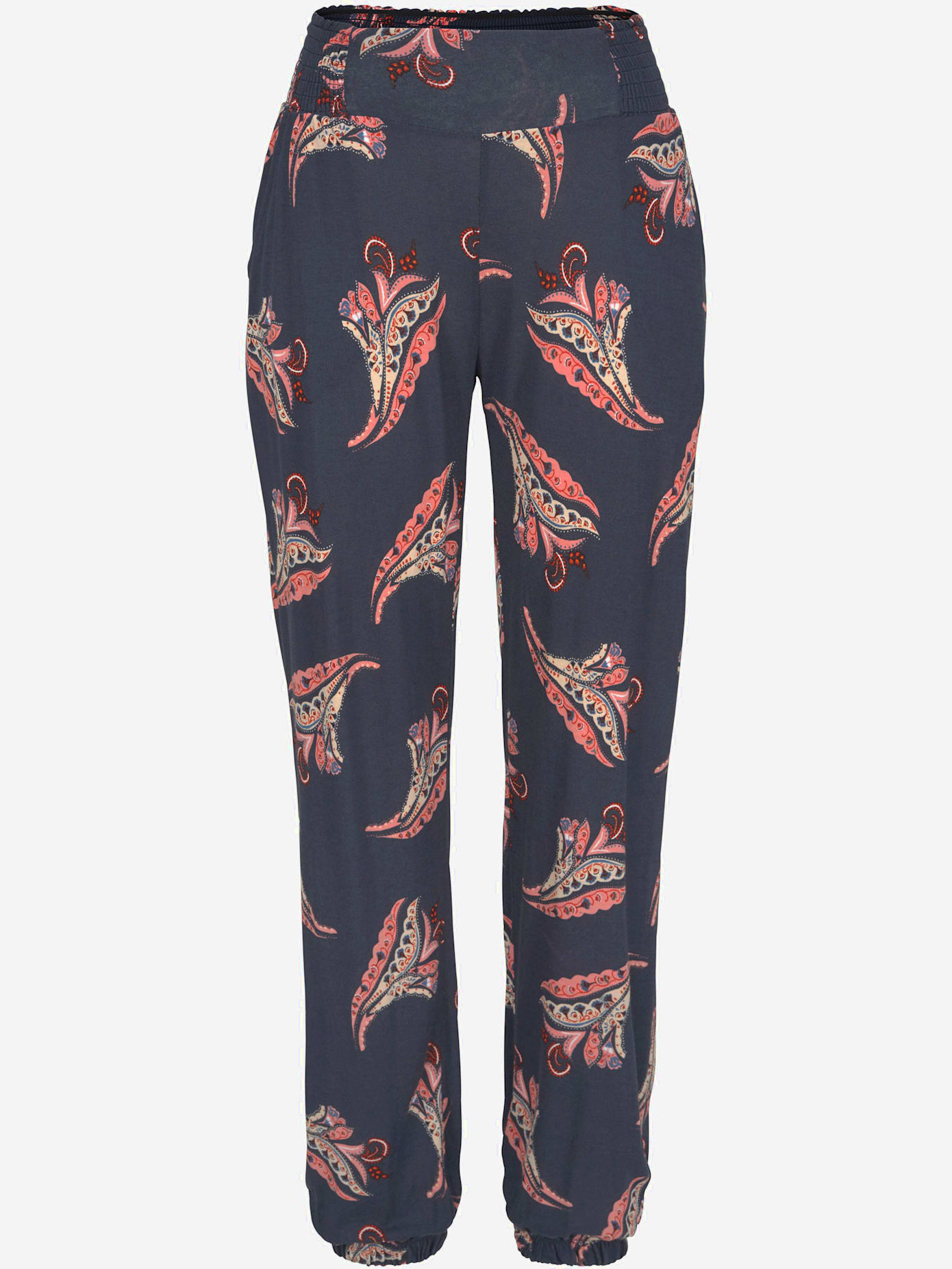 Pantalon de plage ceinture à empiècement smocké au dos
