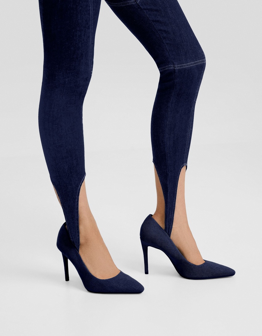 Calças legging jeans para equitação
