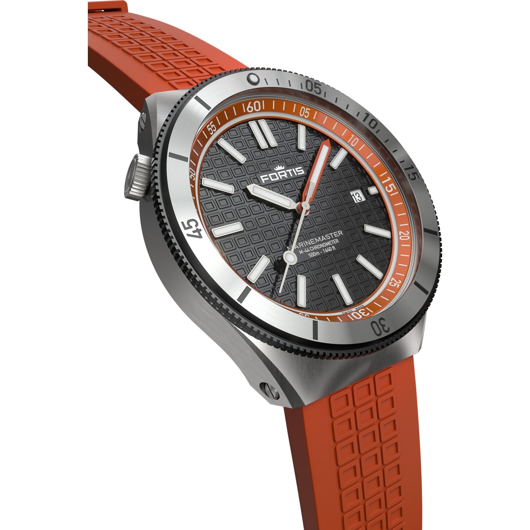 Fortis Marinemaster M-44 Chronometer Amber Orange Horizon Strap