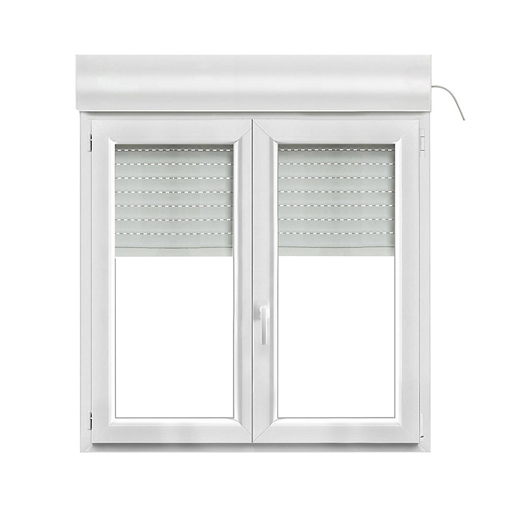 Fenêtre PVC 2 vantaux oscillo-battant + volet roulant électrique GoodHome blanc - l.120 x h.105 cm