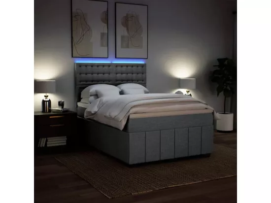 Sommier à lattes de lit avec matelas Gris clair 140x190cm Tissu