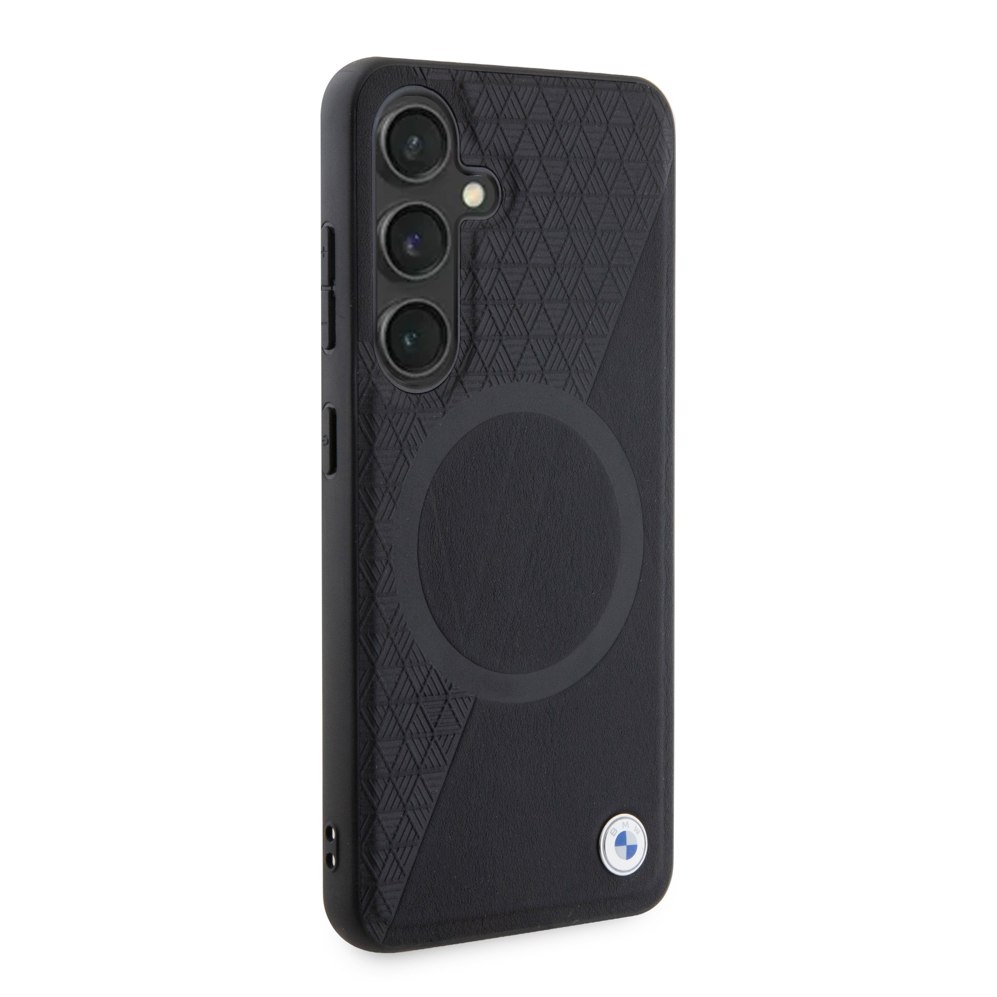 Samsung Galaxy S24 Leder Hardcase Hülle Half Textured & Circle MagSafe-Modul (BMHMS24S23RTPK) - Schwarz