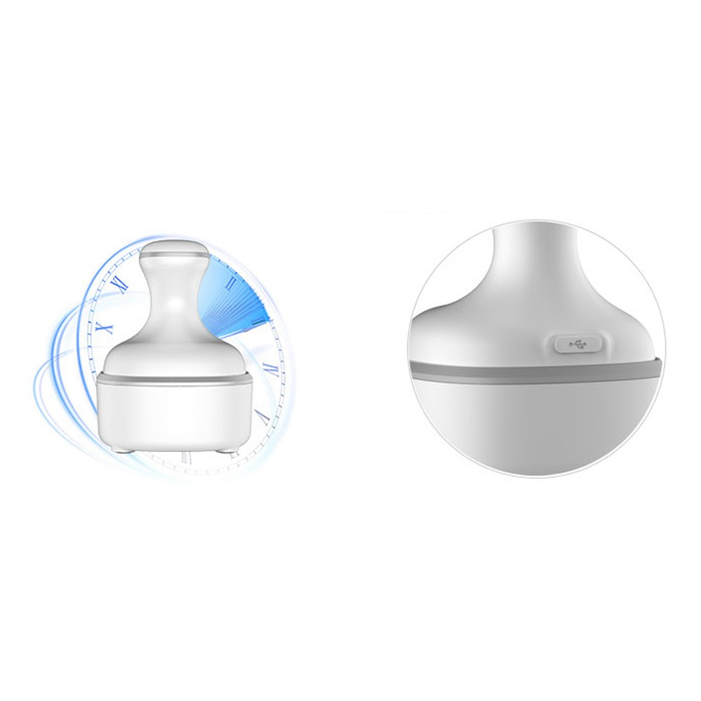 5W Elektrische USB Massage Bürste 360° Grad Kopf Massage Gerät mit 2 Modi (1200mAh) - Weiss / Grau