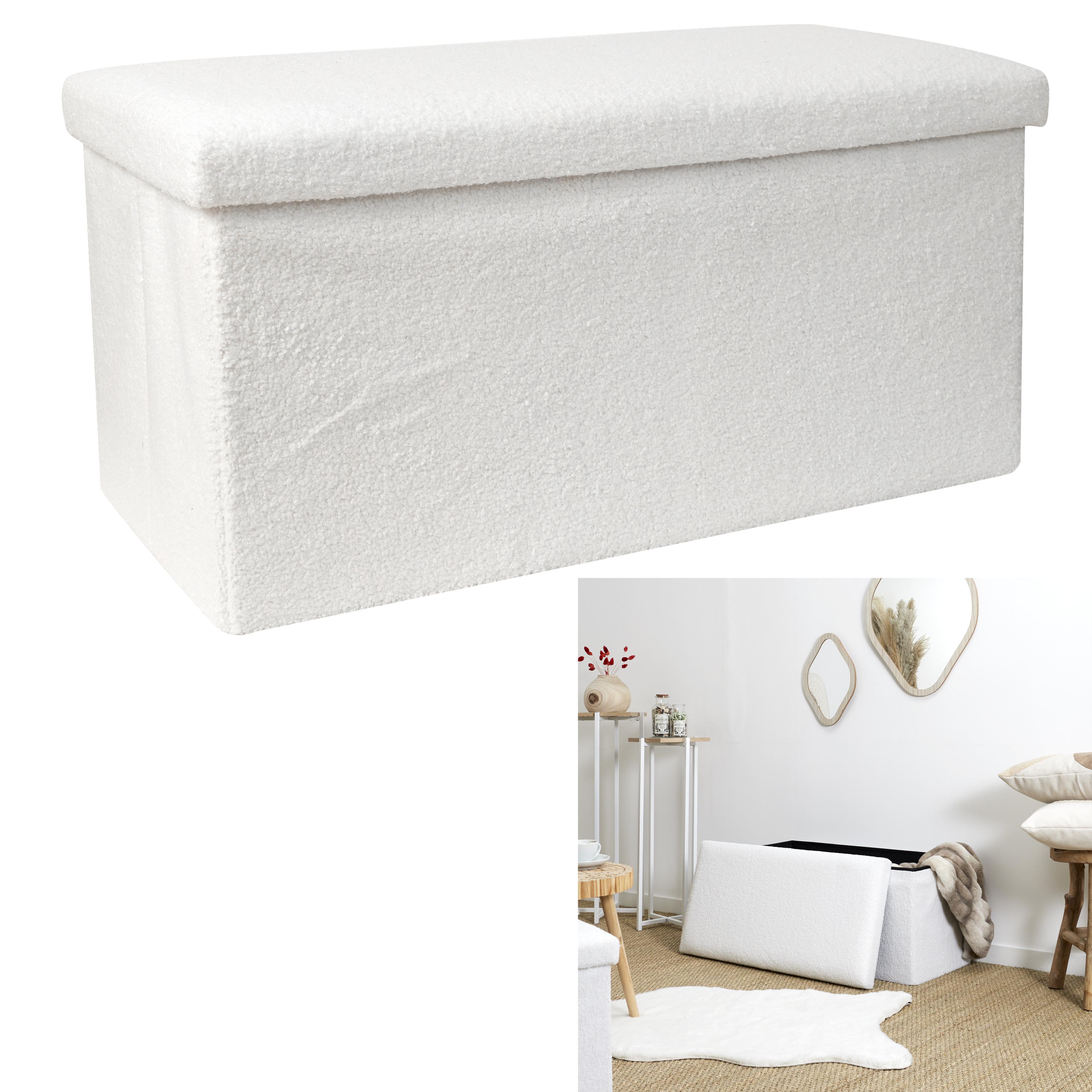 COFFRE BANC PLIABLE BOUCLETTE BLANC