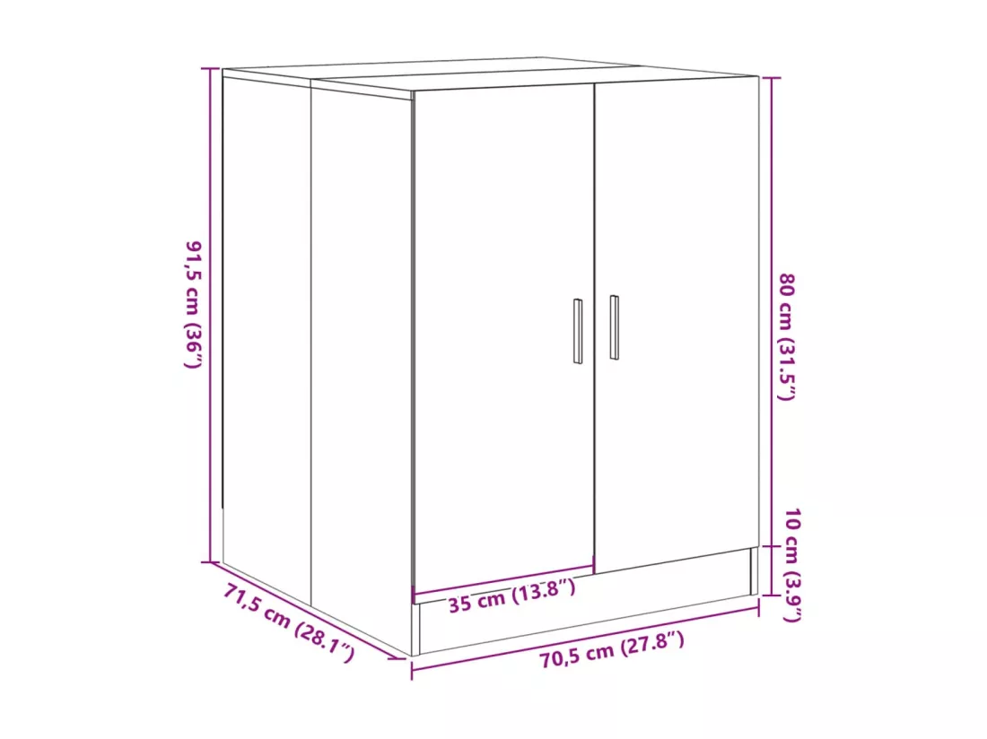 Meuble pour machine à laver chêne sonoma 70,5x71,5x91,5 cm