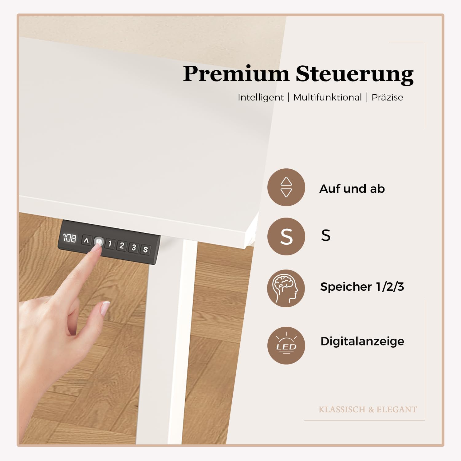 Klicelor L-förmiger Elektrischer Schreibtisch Höhenverstellbar, 150 x 125 cm L Form Stehschreibtisch mit 3 Memory-Funktionen und Antikollisionstechnologie, ergonomischer Computertisch, Weiß