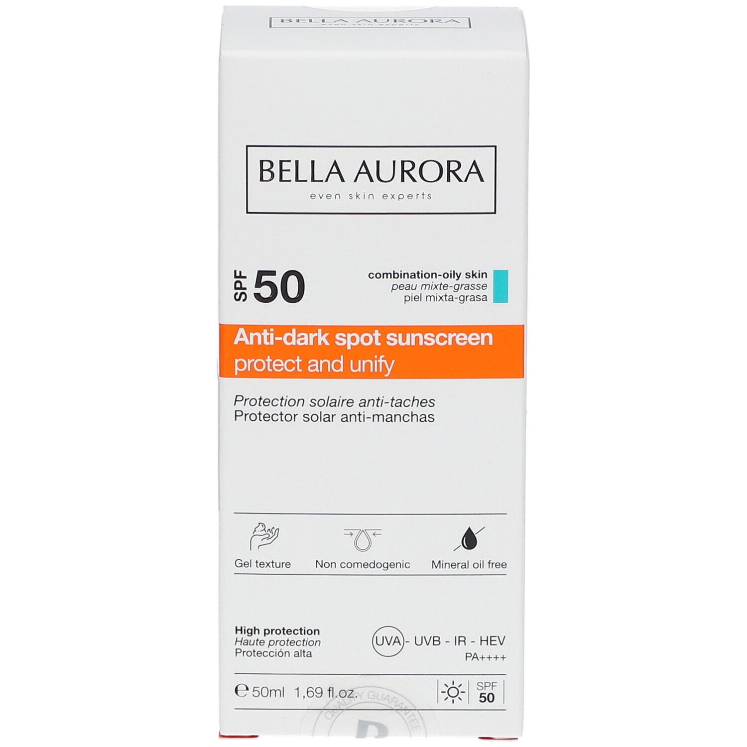 BELLA AURORA Sonnencreme gegen Pigmentflecken LSF50 Mischhaut bis fettige Haut