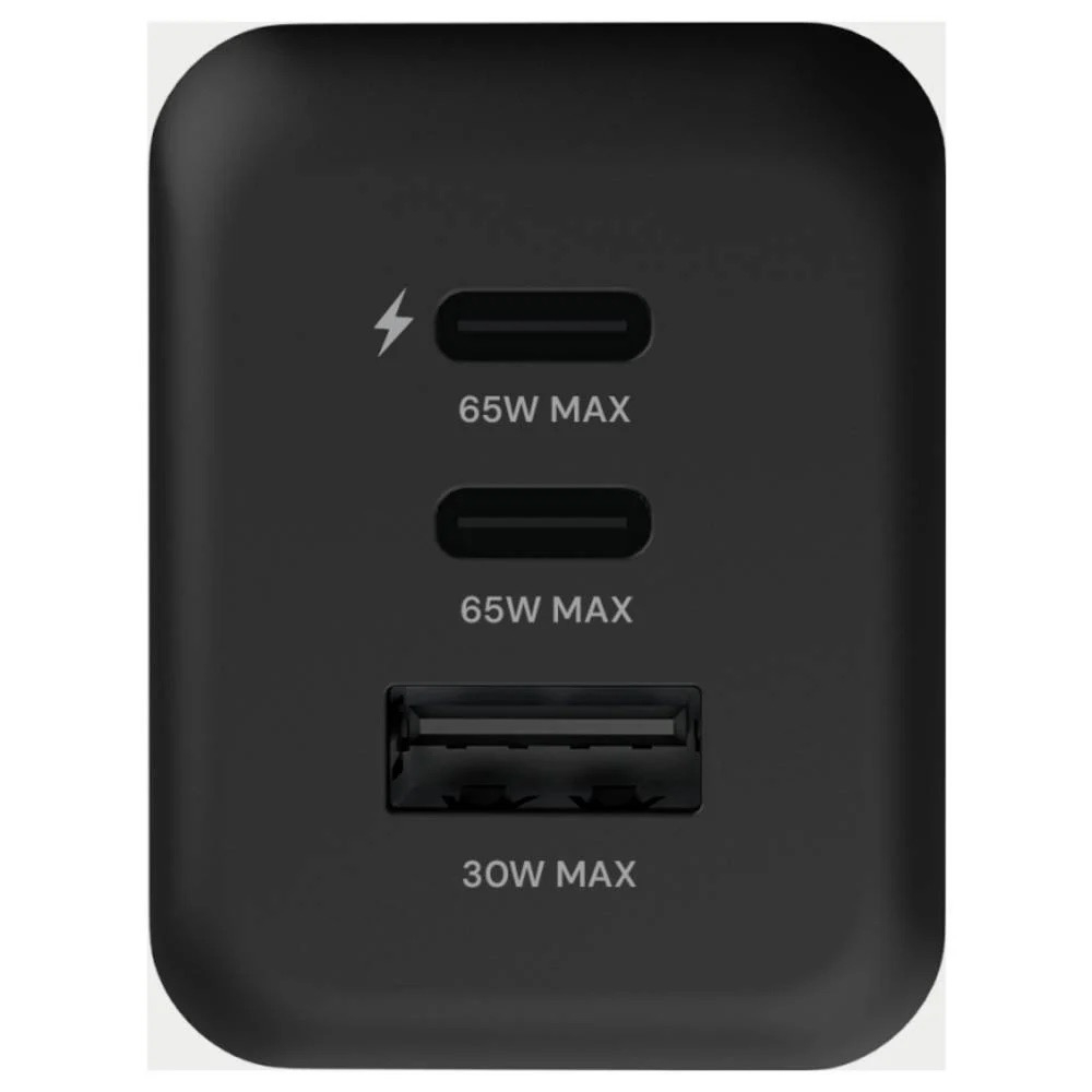 (65W) Dual USB C / 1x USB A GaN Ladegerät Netzteil Fast Charger Qualcomm Quick Charge 3.0 Recycled (ACCHAR-404-WW1) - Schwarz