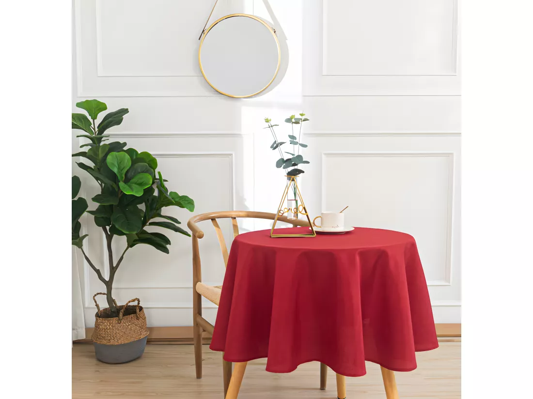 Nappe antitache unie rouge ronde 160 cm