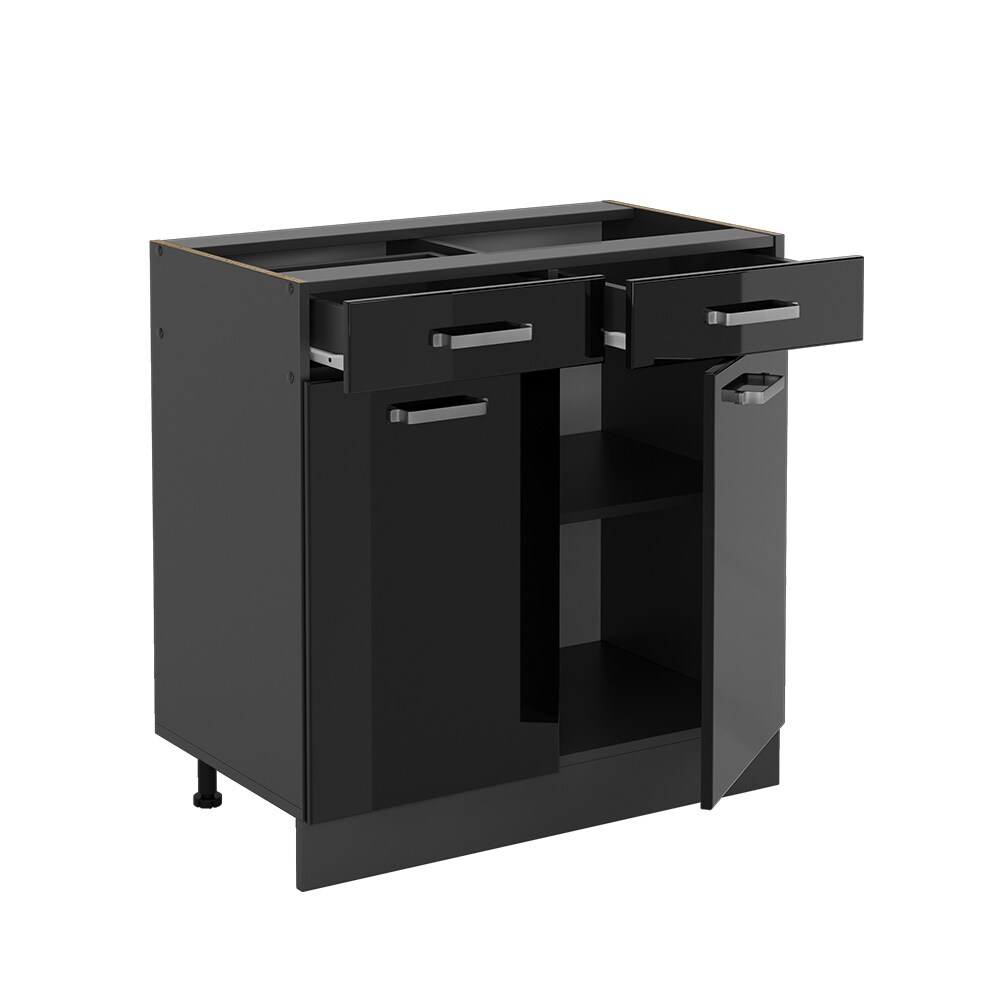 Vicco Schubunterschrank Küchenschrank R-Line Solid Anthrazit Schwarz 80 cm modern