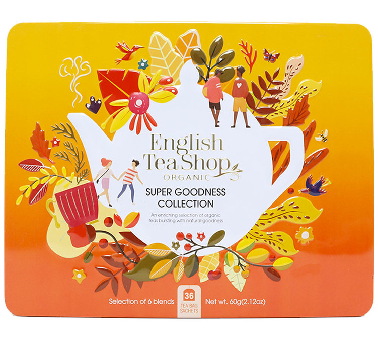 Coffret Supergoodness bio Collection 36 sachets, boîte métallique - English Tea Shop